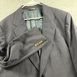 VINTAGE Christopher Hayes Blazer Jacket Mens 46R Navy Blue Gold Buttons Wool USA